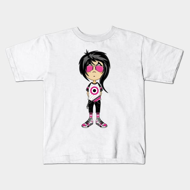 Cartoon Emo Punk Girl Kids T-Shirt by markmurphycreative